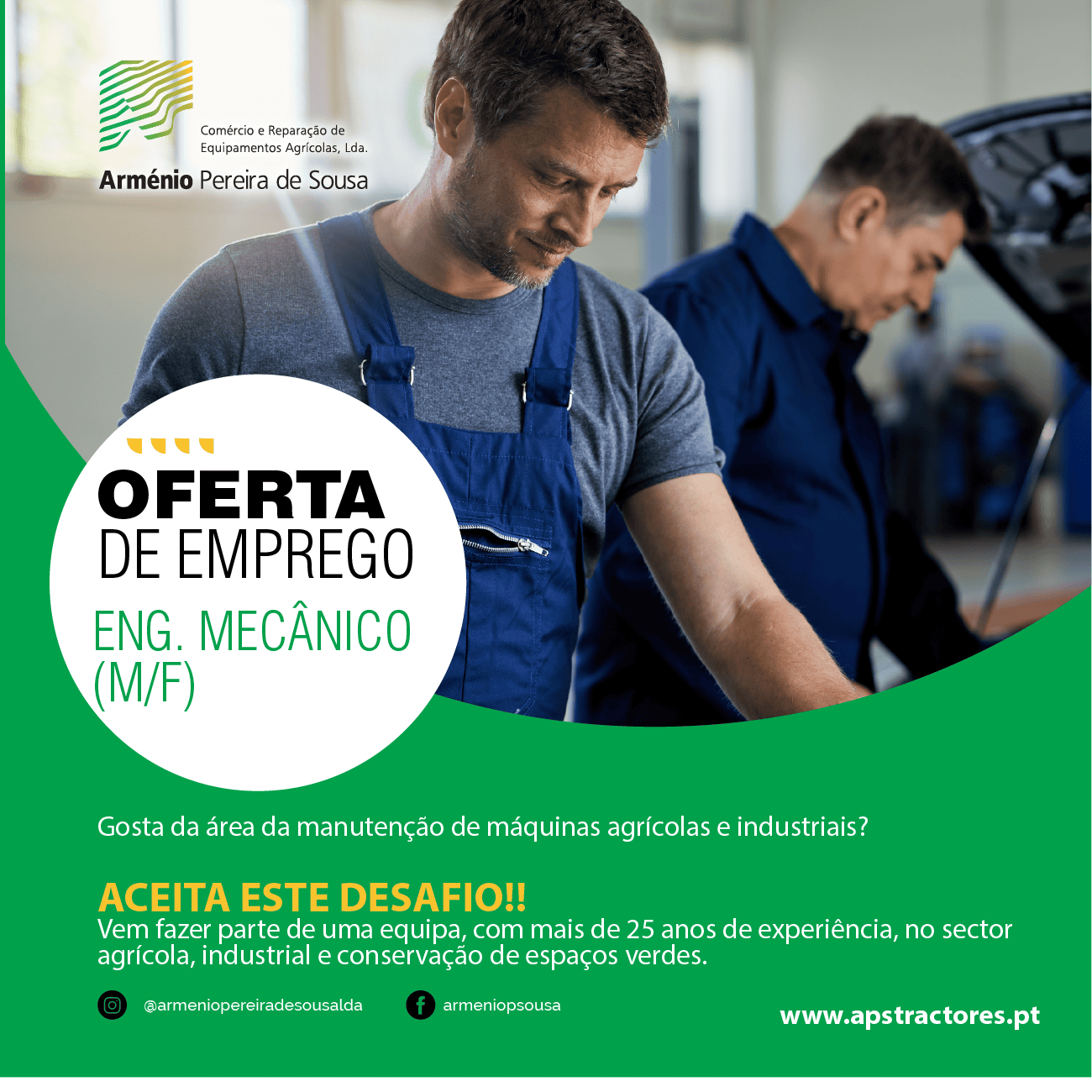 Oferta de emprego - Eng-Mecanico Arménio Pereira de Sousa